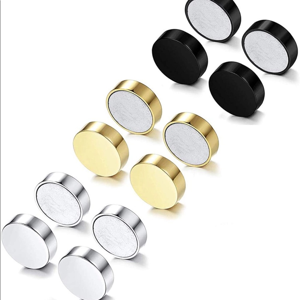 New pair of 8mm Studs & Earrings for Non Pierced Ears